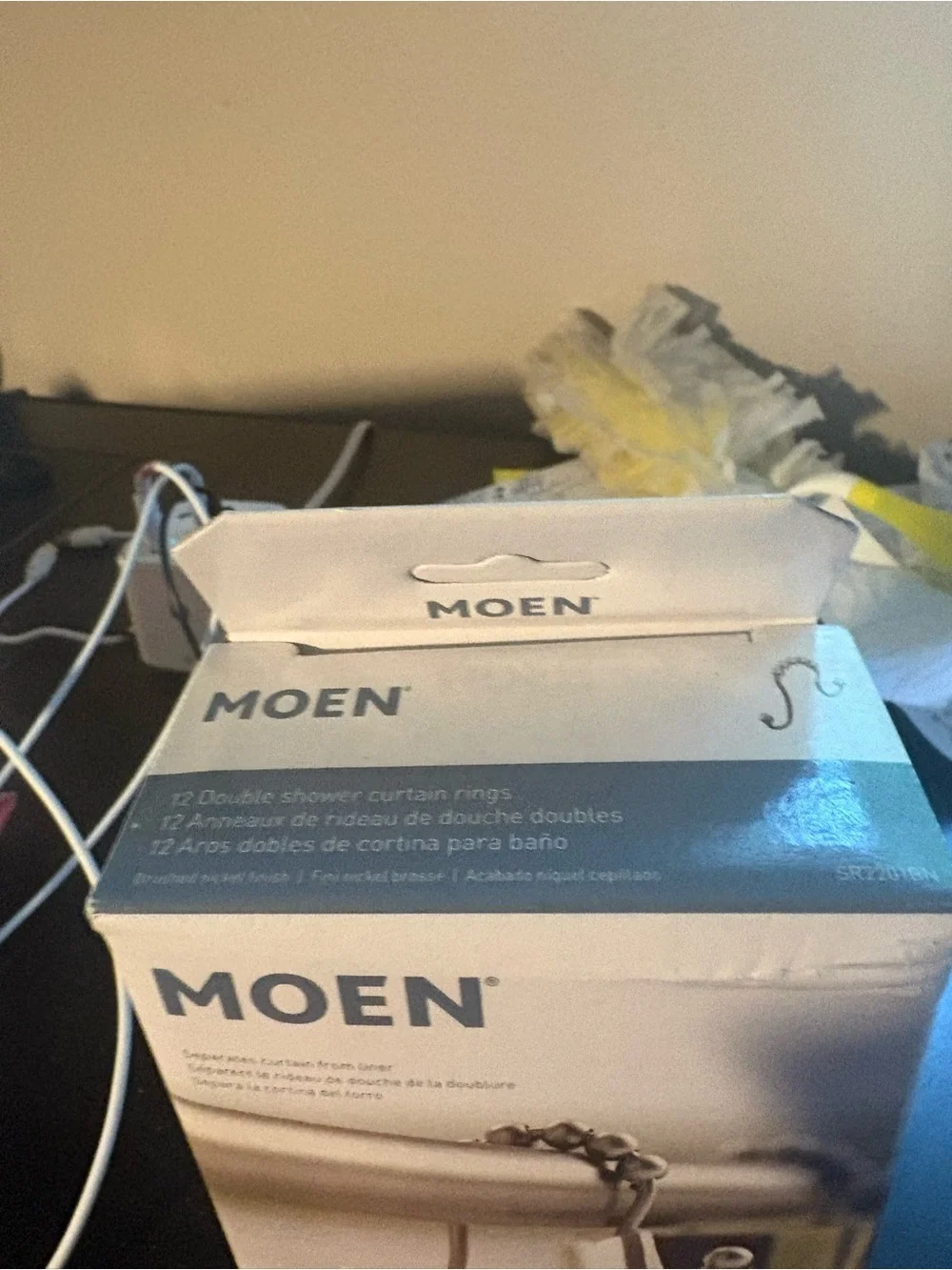 Moen Double Shower Curtain Rings Brushed Nickel Set of 12 NIB